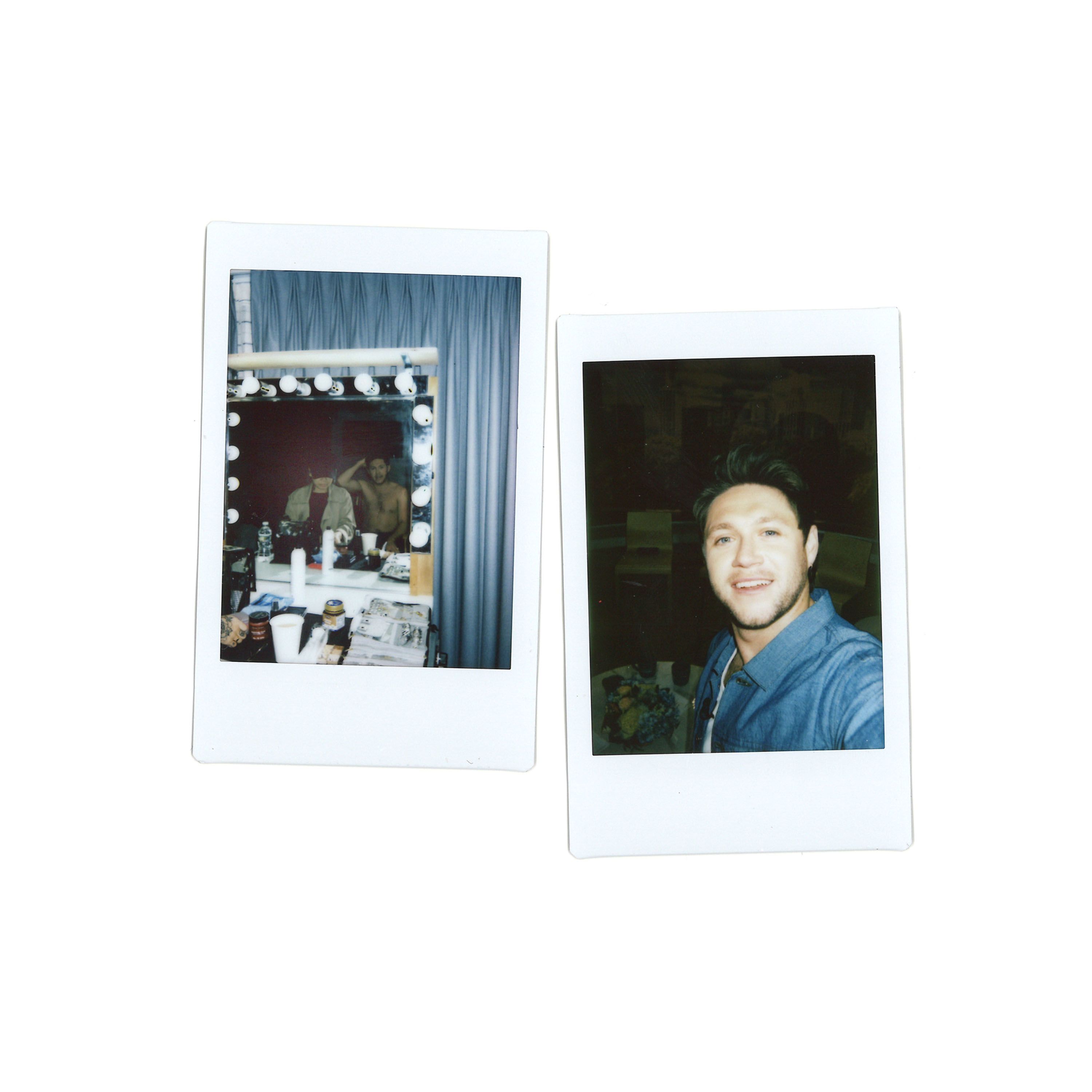 Polaroids of Niall Horan preparing to perform for the citi concert series on the today show. 